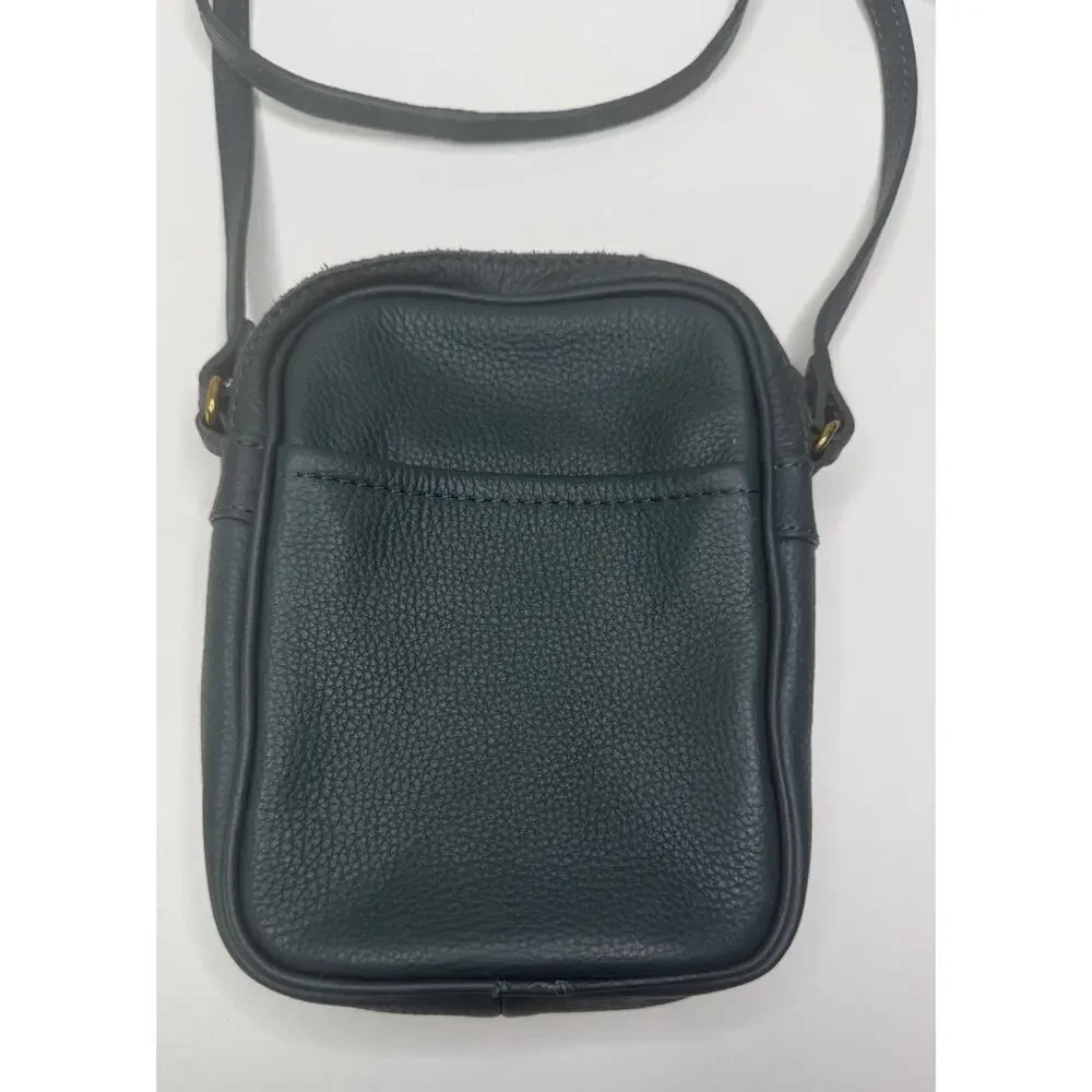 American Leather Co. Cleveland Mini Crossbody Dark Teal Pebbled Leather Zip Bag
